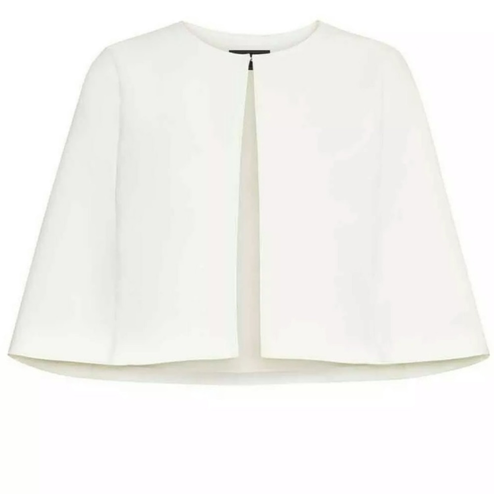 NWT BCBGMAXAZRIA CREPE CROP CAPELET CAPE JACKET - Picture 2 of 5